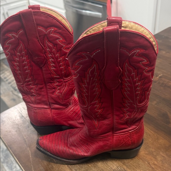 Red Western Real Exotic Leather Cowboy Boots! - Picture 9 of 14